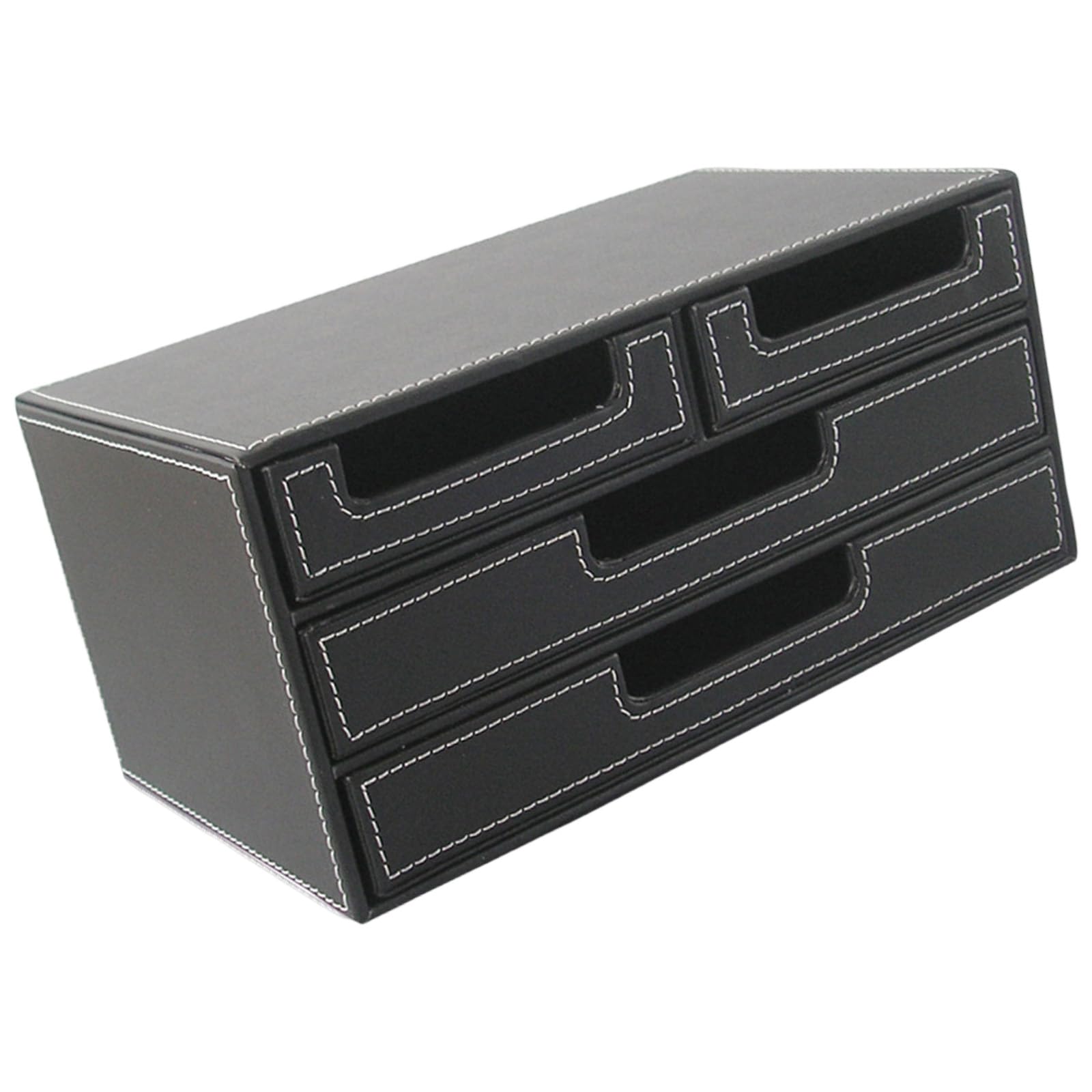 Schreibtisch Organizer mit 4 Schubladen, Aufbewahrungsbox für Schreibwaren, PU Leder, Schreibtisch Organizer, Rechnungssammlungshalter, Schreibtisch aus PU Leder