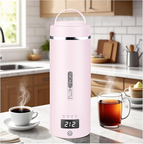 Mini hervidor eléctrico portátil de viaje con 4 ajustes de temperatura, enchufe en acero inoxidable 304, mini hervidor eléctrico de viaje con