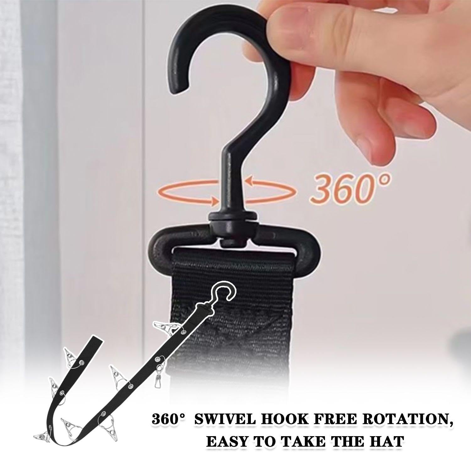 Portacappelli Lungo In 2 Pezzi Con Ganci A 2 Pezzi, Portacappelli, Portacappelli Verticale Con 16 Clip, Organizer Per Cappelli, Portacappelli A Parete