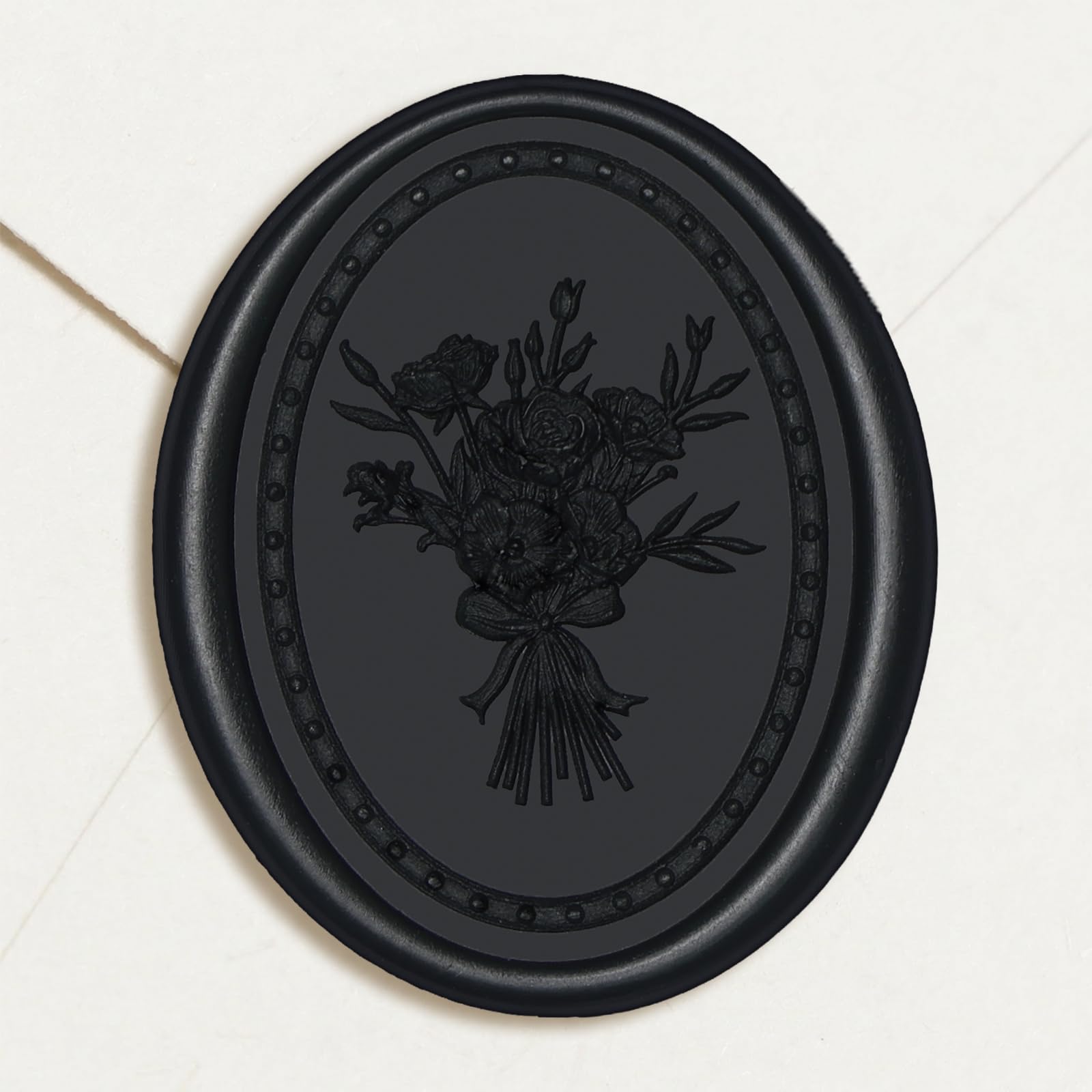Photo 1 of UNIQOOO Wax Seal Stickers - Vintage Photo Frame Floral Bouquet Wedding Invitation Envelope Seal Stickers, 50 Pcs Self-Adhesive Black Stickers, Perfect for Invitation, Christmas, Gift Wrapping, Party