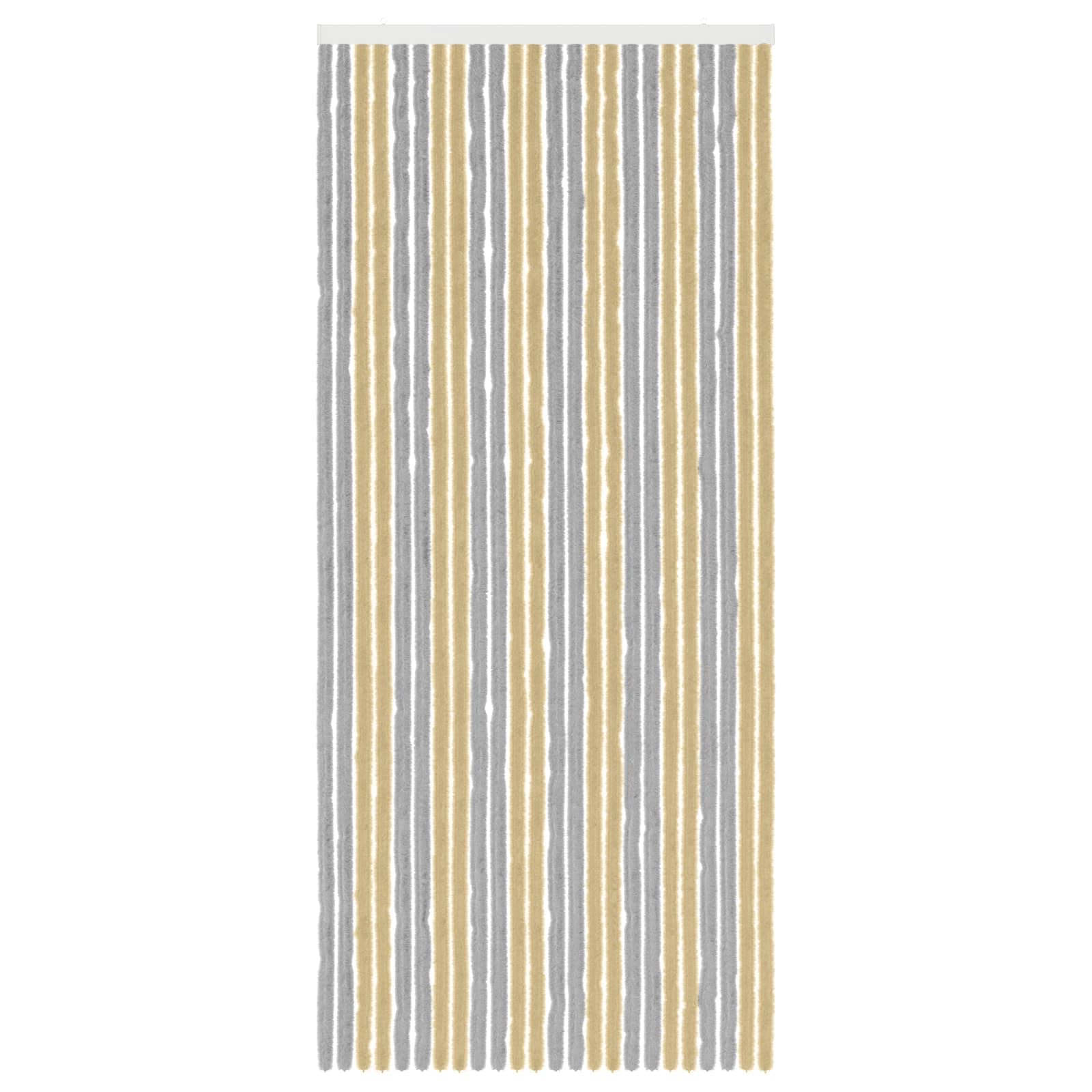 Rideau anti-insectes chenille gris beige 100 x 230 cm