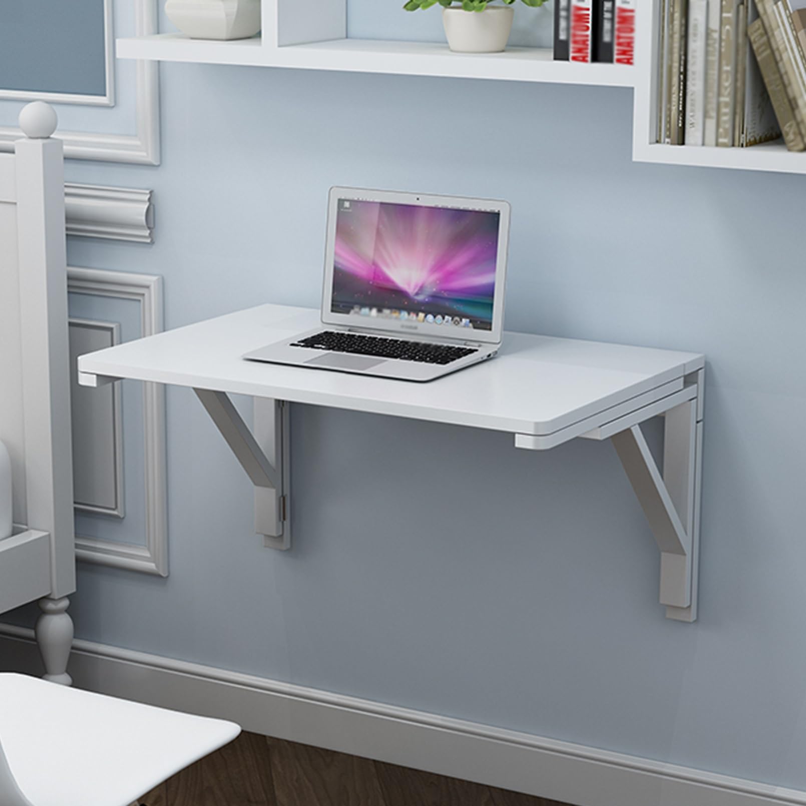 Wall Mounted Folding Table,Floating Wall Desk For Laundry Room For Small Saving Spaces,Drop Leaf Table,Functional Hanging Desk,for Home Office Computer Workstation,Study Work Bench, Kitchen Dining ( S