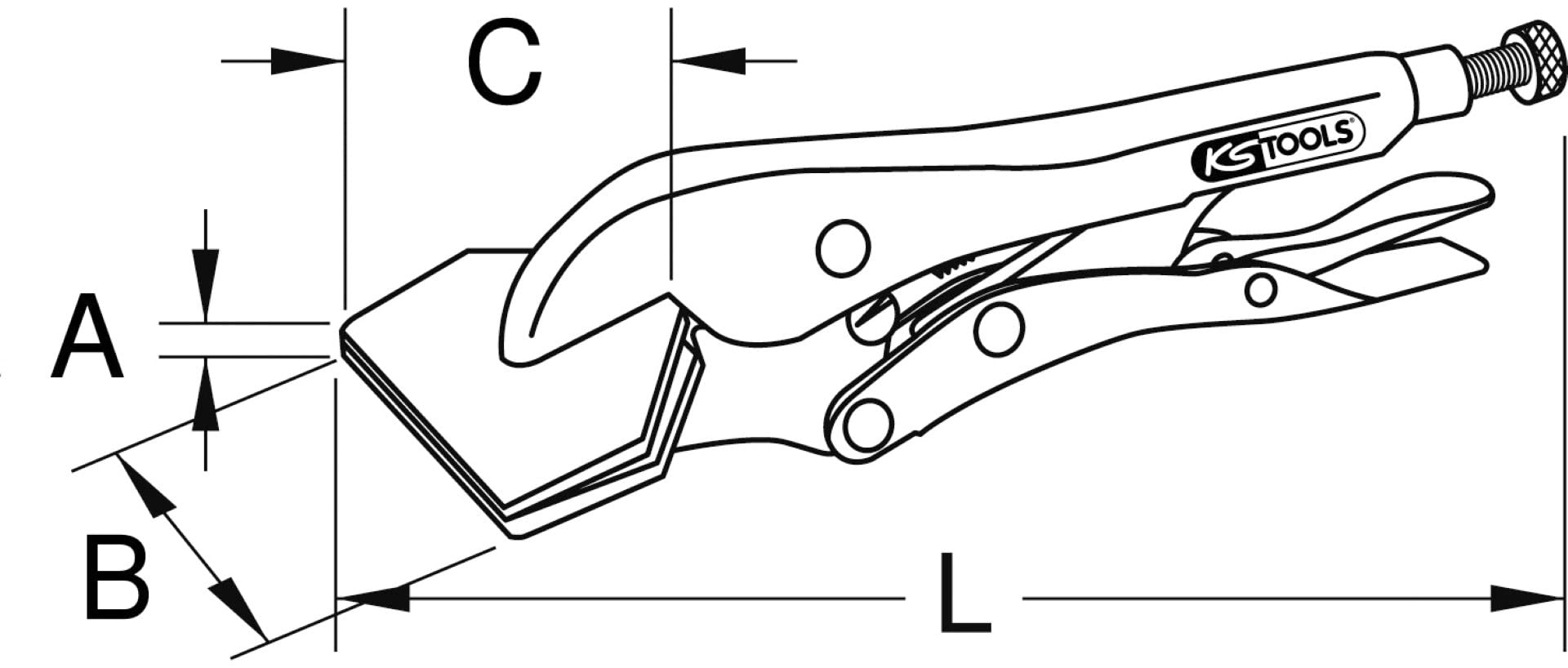 KS TOOLS 115.1076 Pince Étau à Mâchoire Extra Plate L. 205 mm Max. 30
