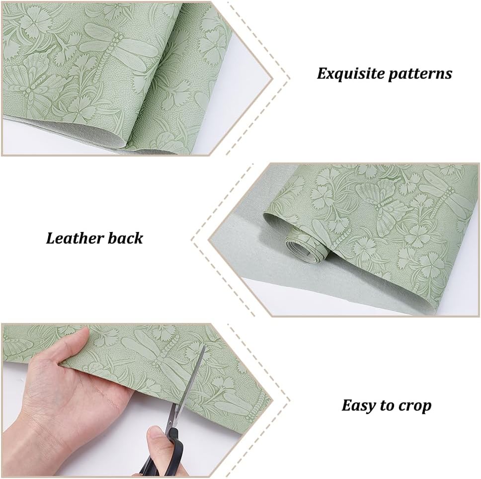2 Sheets 12"x54" Faux Leather Sheets Fabric,Embossed Crafting Leathers for DIY and Upholstery, Faux Leather Pleather Sheets,DIY Leathers Fabric,Aqua Green,Thickness 0.9mm