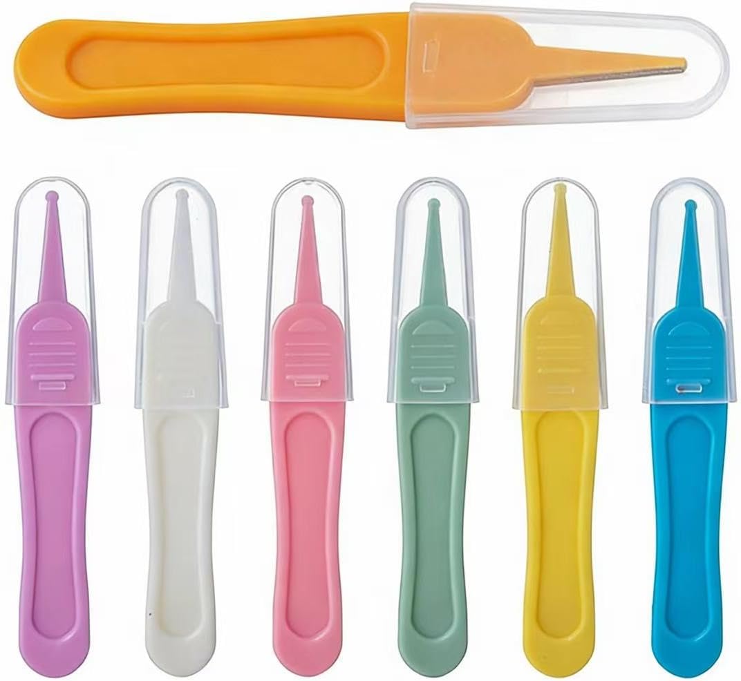 Baby Tweezers for Nose 7 Pcs, Nose Cleaning Tweezers Nose Picker with Round Head, Effective Booger Remover Tool, Navel & Ear Cleaner Clip, 7 Colors