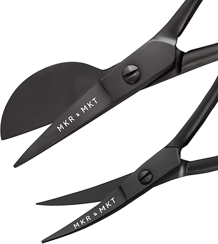 Miniatura 7 de MAKER AND MARKET Juego de 2 tijeras pequeñas de bordado de 4.5 pulgadas, mini pico de pato de doble curva y hoja de aguja larga de doble curva con