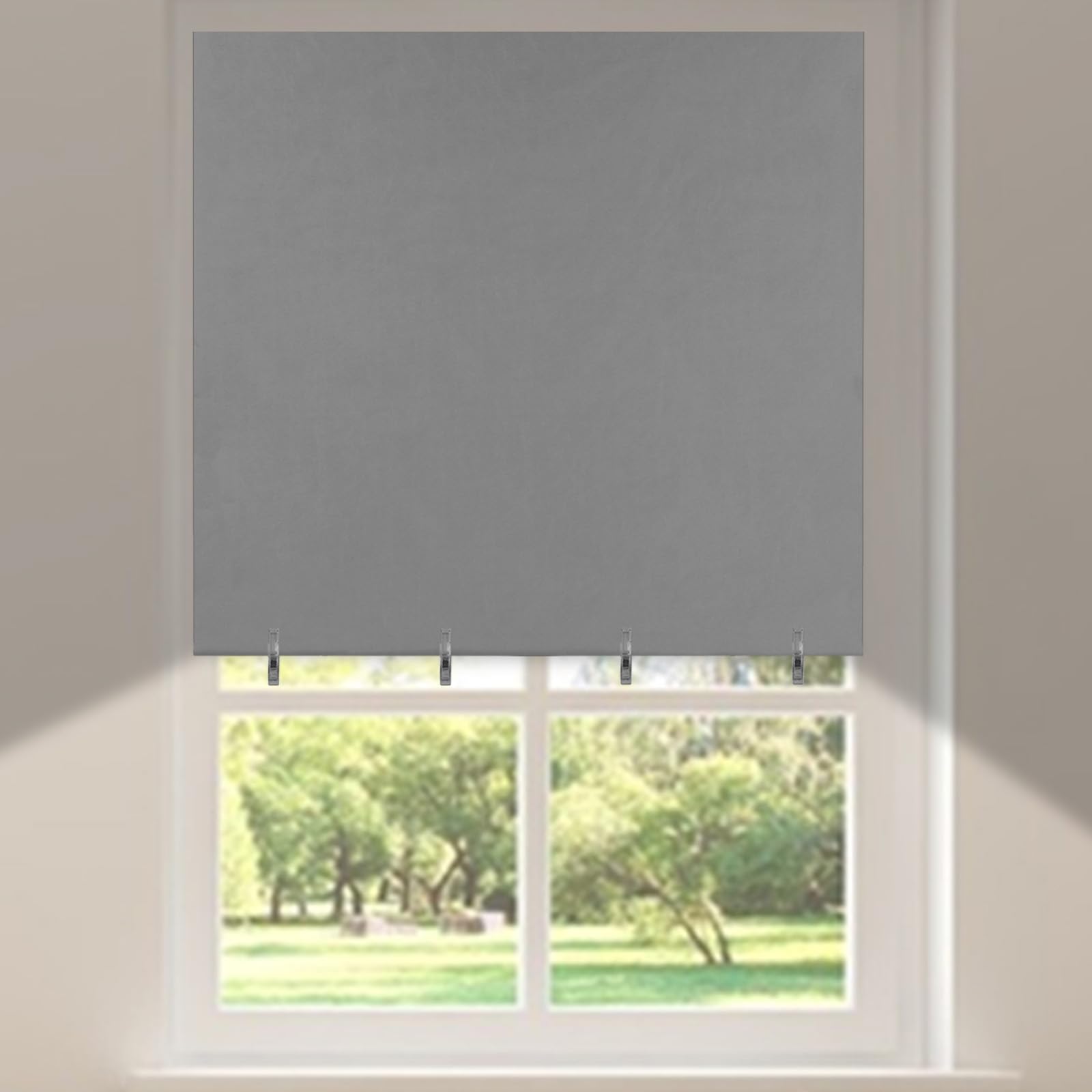 Blackout Roller Blinds No Drill Stick On Clip On Self Adhesive Temporary Blinds for Window Door No Screw Easy Fit Adjustable Thermal Blackout Blinds for Bedroom,Bathroom,Kitchen