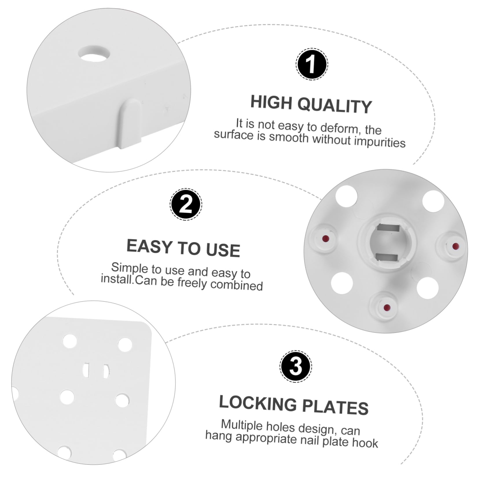 OUNONA Decorative Wall Storage 2pcs Plastic Pegboard Multifunctional Storage Rack 8pcs Accessories White