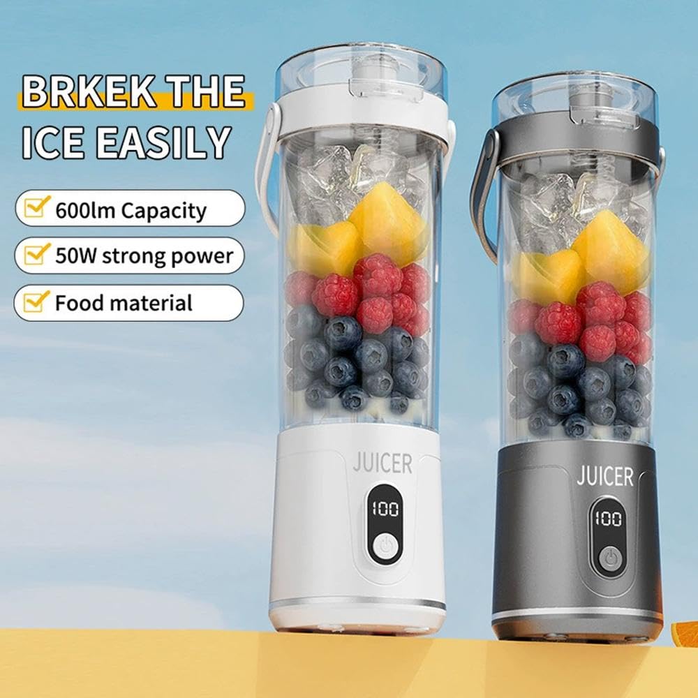 Przenośny blender, akumulator osobisty USB, do Ultra do koktajli dla niemowląt, podróży, siłowni (biały ekran)