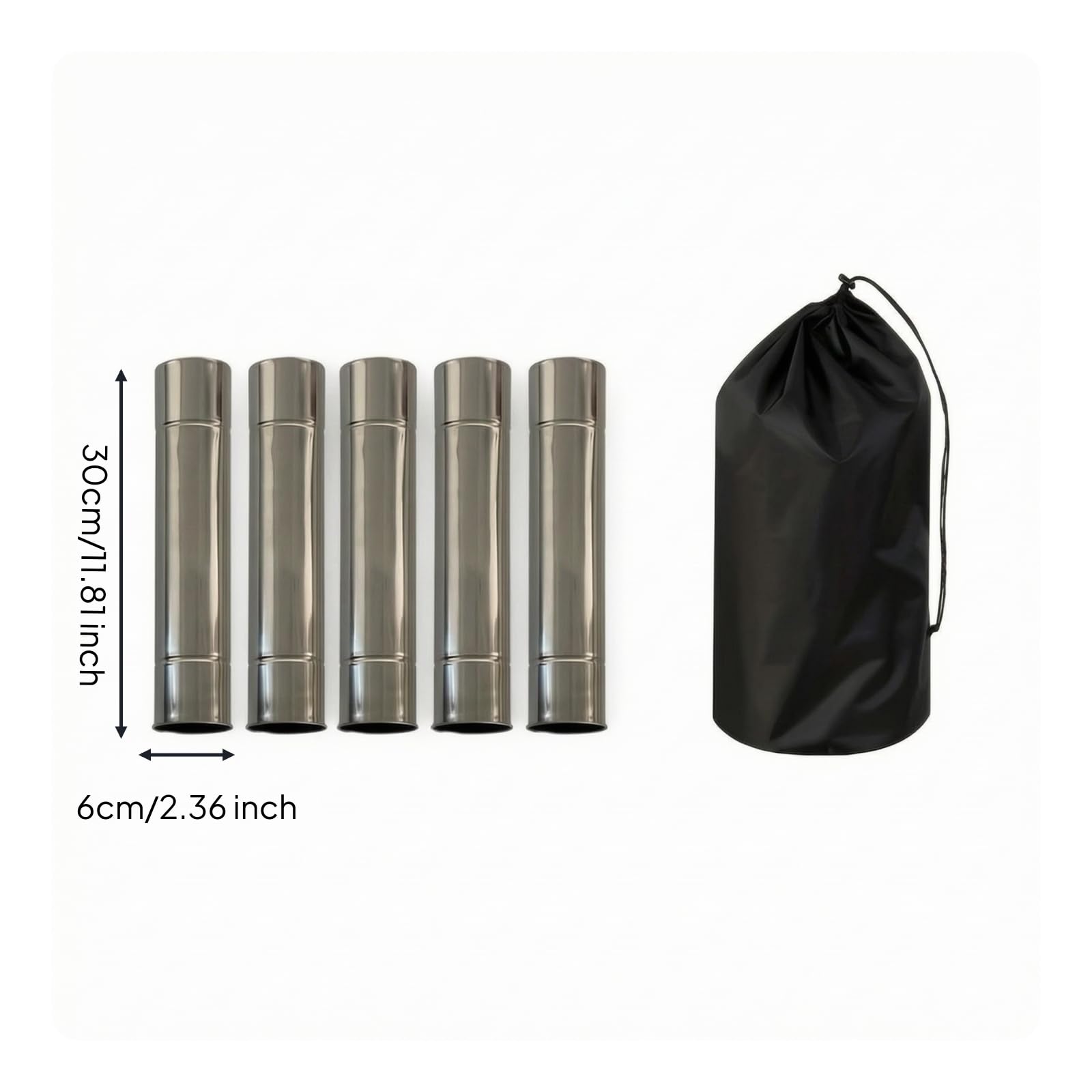 5 Piezas Conducto Chimenea Cilíndrico