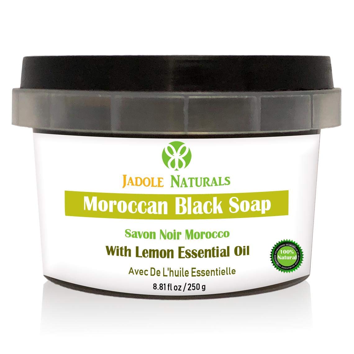 Jadole Naturals Moroccan Black Soap 250g | Baldi Soap | Natural Olive Oil Soap | Soap For Skin Whitening And Glow (Lemon Essential Oil)
