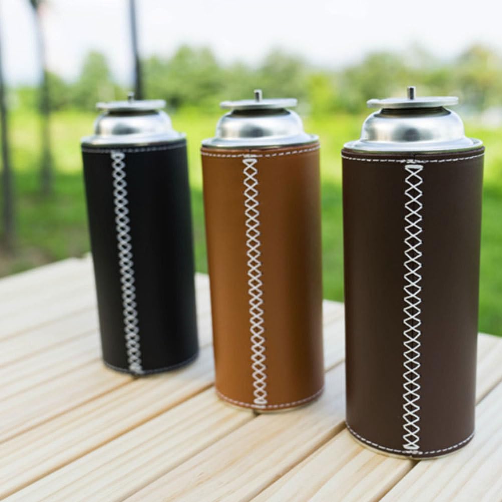 2 Stück Gaskartuschenhülle Aus Leder - Tragbare Schutzhülle Für Gasflaschentanks, Camping Zubehör Für Outdoor, Picknick Und Reisen