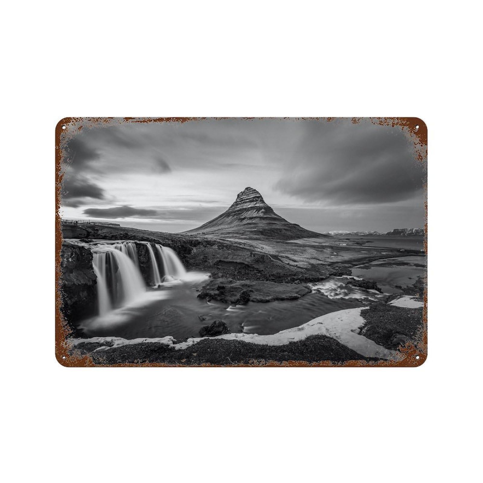 xiaoxiaoshen Black And White Iceland Photo Decor Europe Wall Decor Art Metal Tin Poster Modern Home Decor Art Home Bar Shop Decorations Vintage Sign 20x30cm