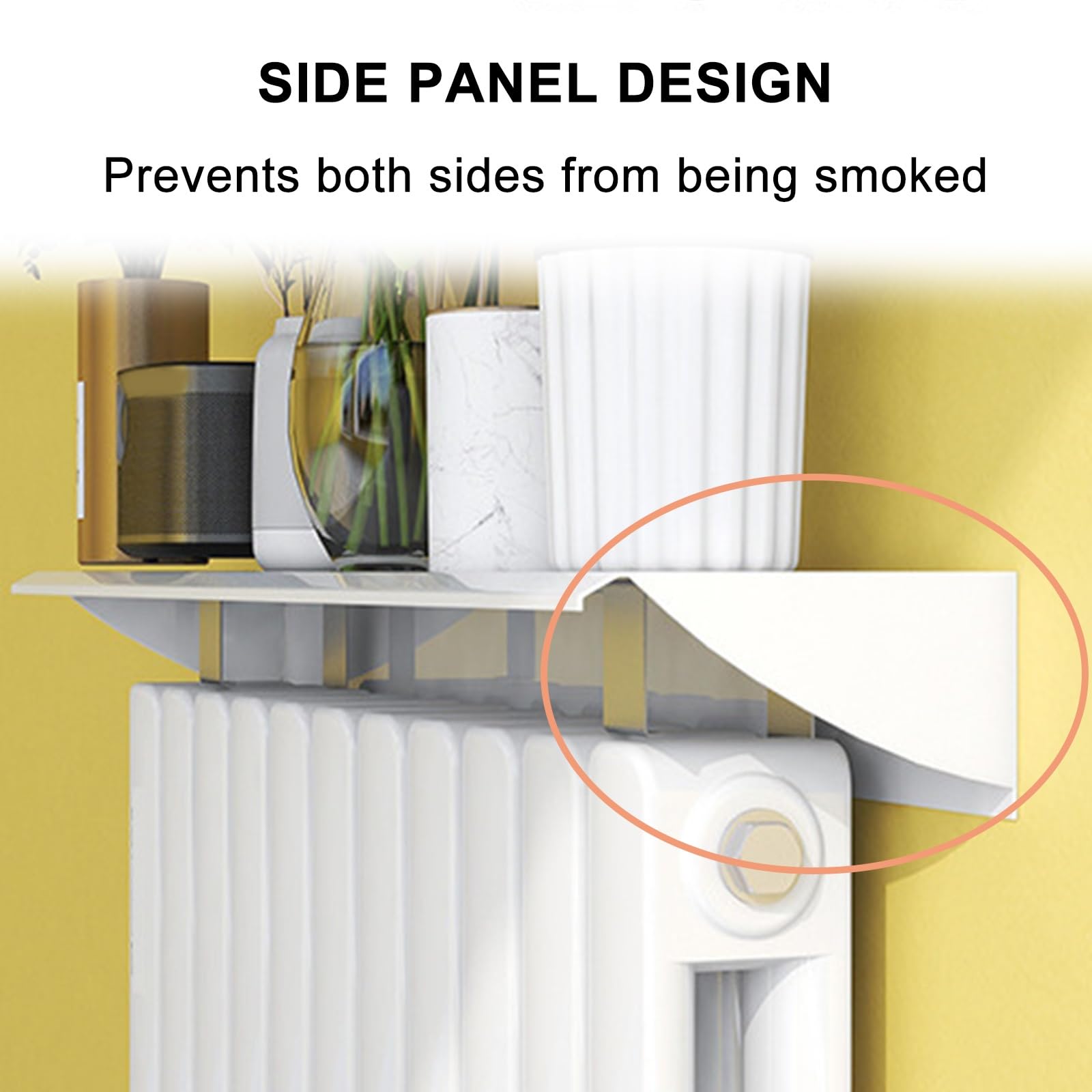 Generico Mensola sopra Termosifone, Bianco Moderno Mensola Termosifone Senza Foratura, Mensola per Termosifone per Casa Ufficio Cucina Camera(40cm/15.74in)