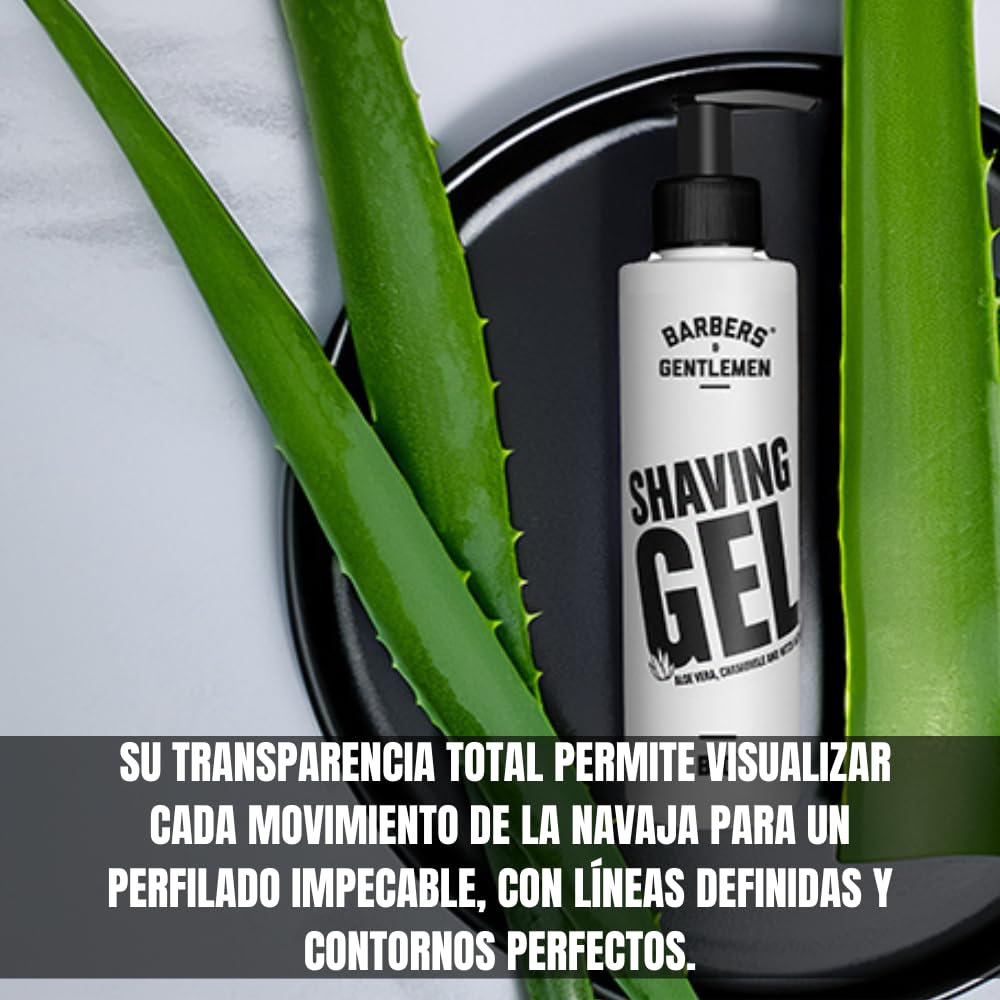 Barbers & Gentlemen Gel De Afeitado Transparente Con Aloe 500ml, Color Transparente, Viscosidad Muy Baja, Ingredientes Activos, Gel Suave, Ideal para Barbería Peluquería