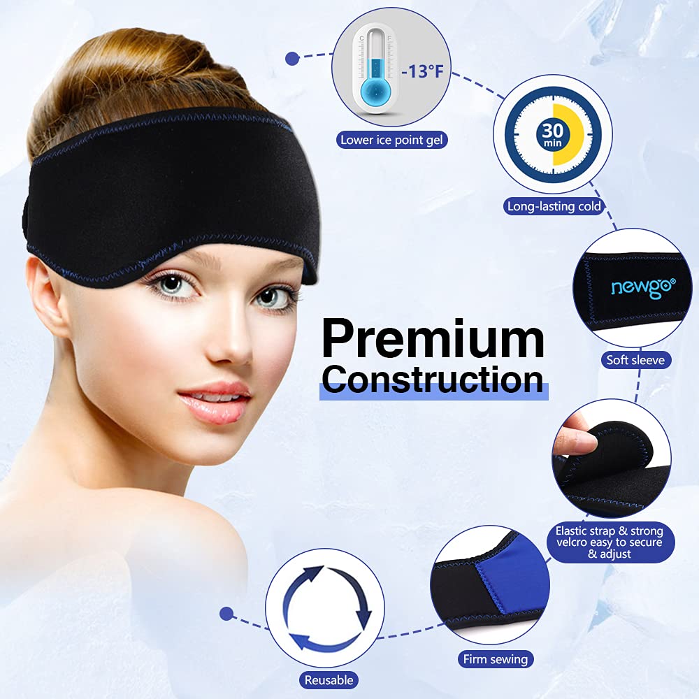 NEWGO® Migraine Relief Ice Pack for Head, Hot Cold Compress Gel Ice