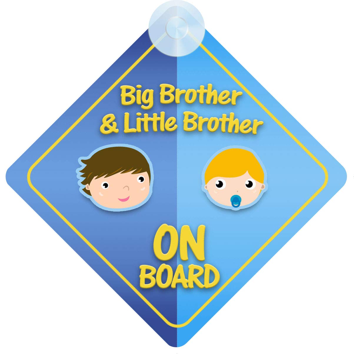 Qg Ltd Boys Blue Big Brother And Little Brother On Board Car Sign For Children/Baby And Girls Non Personalised Character Theme