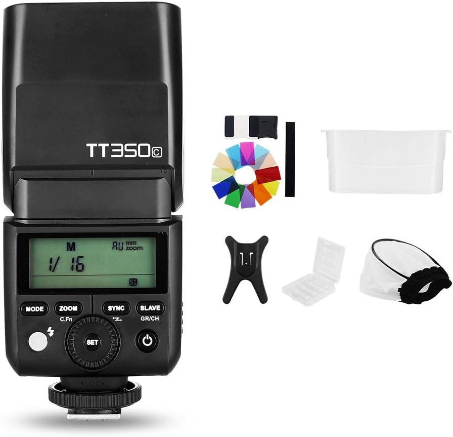 Flash Godox TT350C Per Canon - TTL, HSS 1/8000s, Wireless 2.4G, GN36, Compatibile Con 5D Mark III, 80D, Ecc.