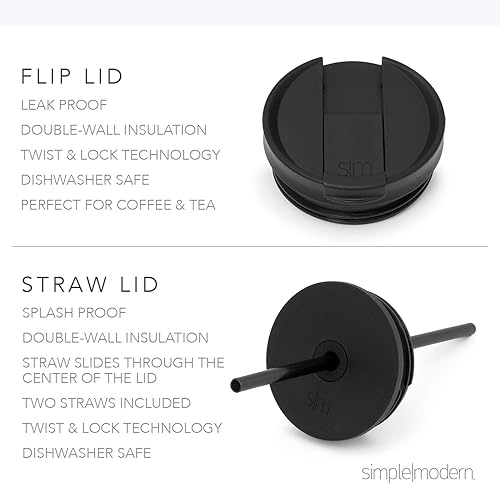 Miniatura 4 de Simple Modern - Vaso con aislamiento, tapa y pajilla, para café helado, botella de agua reutilizable de acero inoxidable, regalo unisex, colección