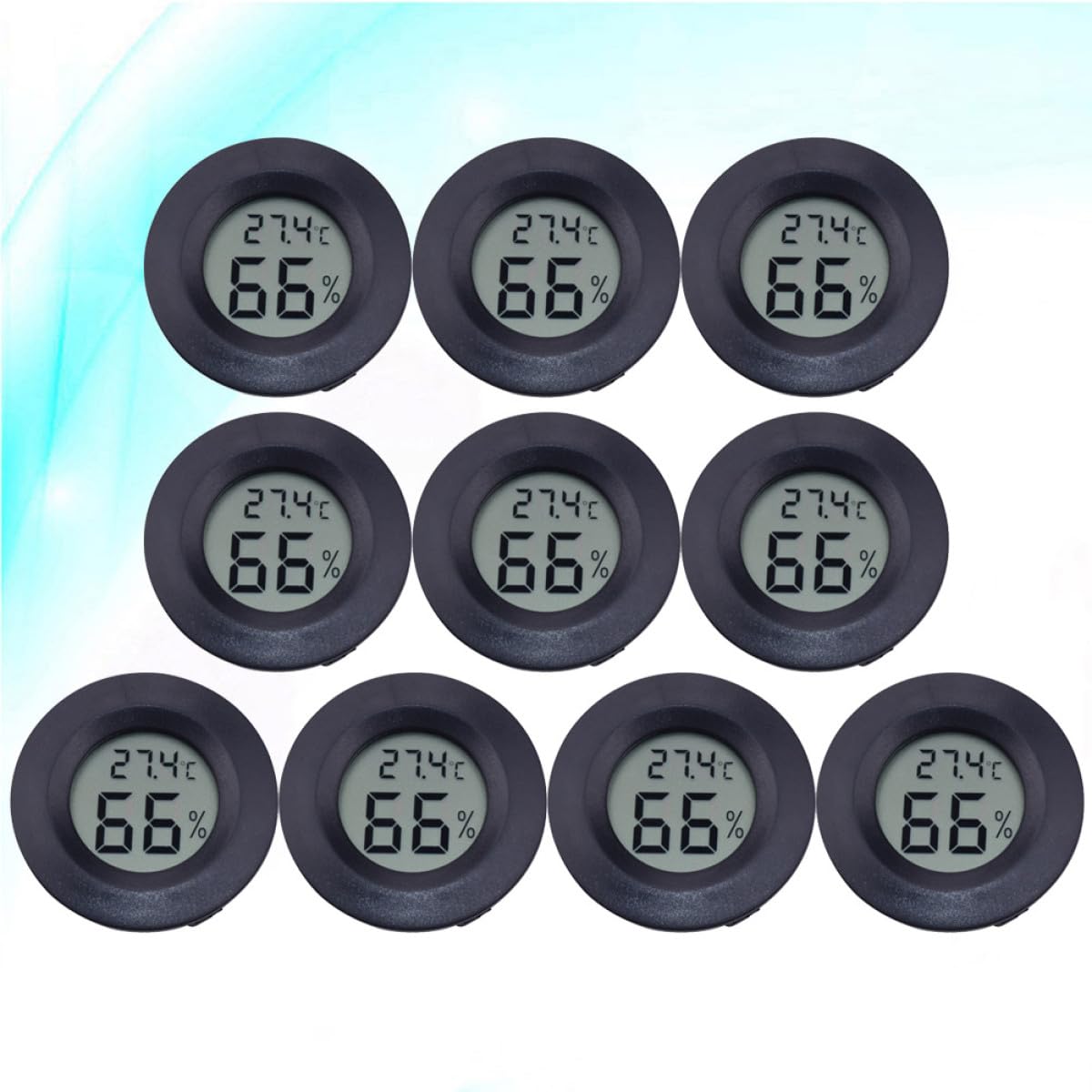 ifundom Igrometro Termometro Digitale Rotondo per Rettili, 10 Pezzi Nero | Abs Acrilico, Compatto e Portatile, per Negozio Animali e Uso Domestico
