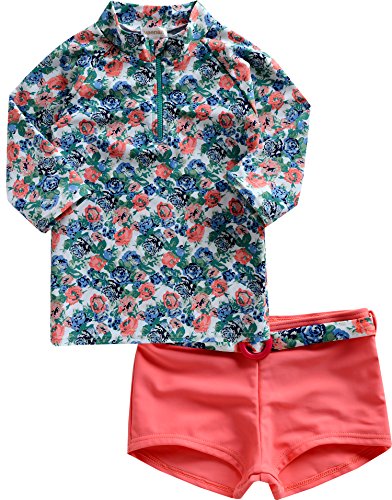 Image of VAENAIT BABY Girls Rash Guard Swimsuit UPF 50+ Long Sleeve Toddler Bathing Suit Ribbon Stawberry Floral Fruit for 2~8Years