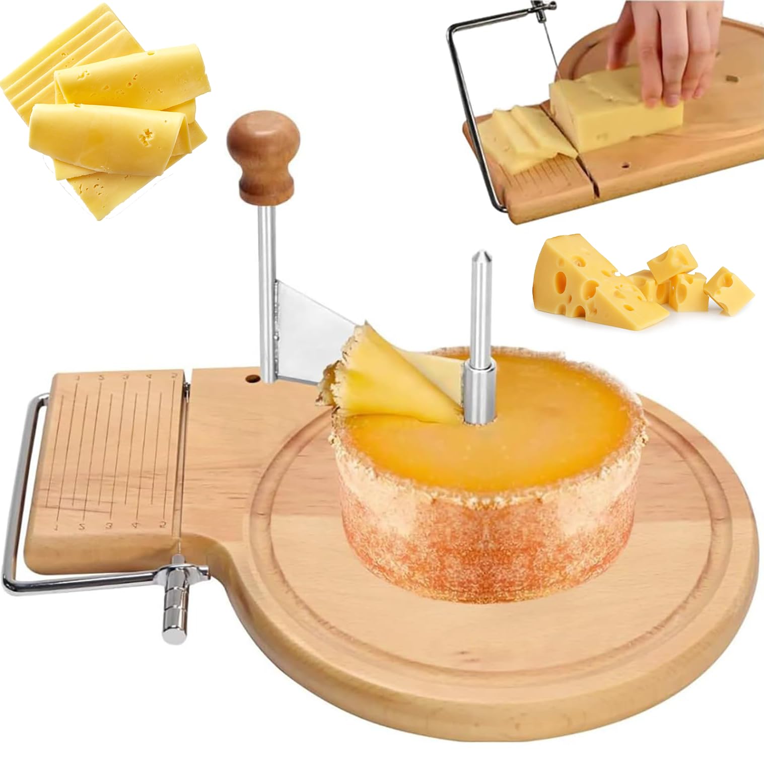 Käse-Lockenwickler mit Edelstahl-Rasierer, rotierender Hobel mit Draht- und Gitterlinien, Schneidebrett für Zuhause, Restaurant, Café, Bäckerei