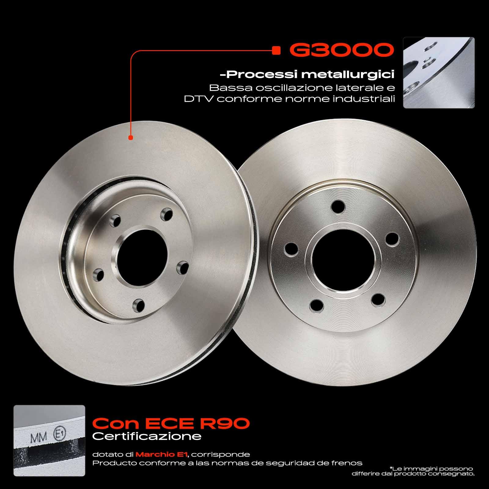 Frankberg Set freni incl. 2x Dischi Freno + 4x Pastiglie dei Freni Anteriore Compatibile con Focus III Turnier C-Max II DXA/CB7 DXA/CEU Focus III Berlina Replace# 1686722