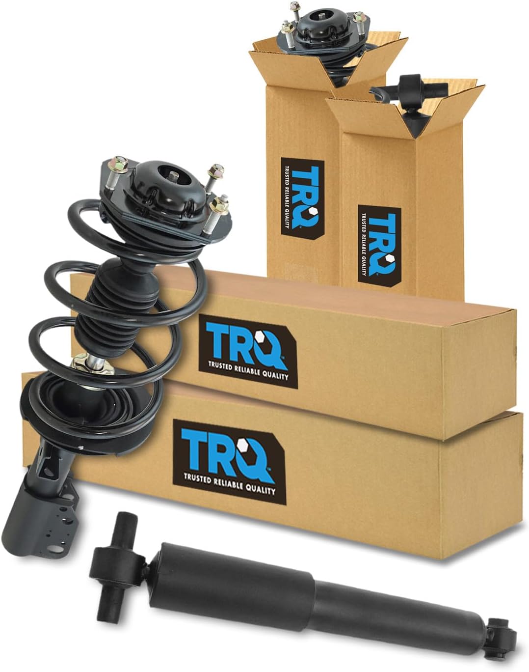 TRQ 4-Piece Complete Strut and Shock Kit (Front Strut Assemblies & Rear Shocks)
