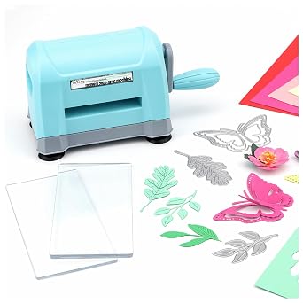 Briartw 3inch Mini Manual Die Cutting Machine with Cutting PlatesA&B for Paper Crafts - Portable Die Cut and Embossing Machine for Card Making and Scrapbooking Starter,Easy to Carry and Load Blue