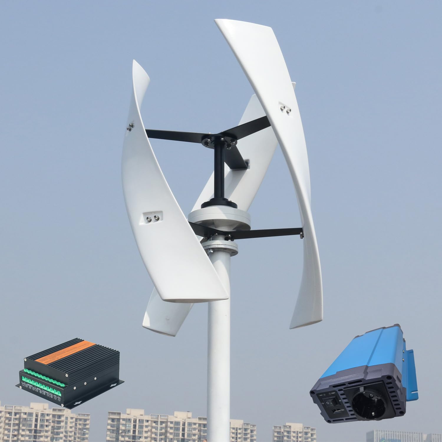 800W Windkraftanlage komplettset 12V/24V/48V Permanentmagnet, Windgenerator mit off Grid Lnveter & MPPT Hybrid Controller, Kleinwindkraftanlagen, mini windkraftanlage balkon (48, Volt)