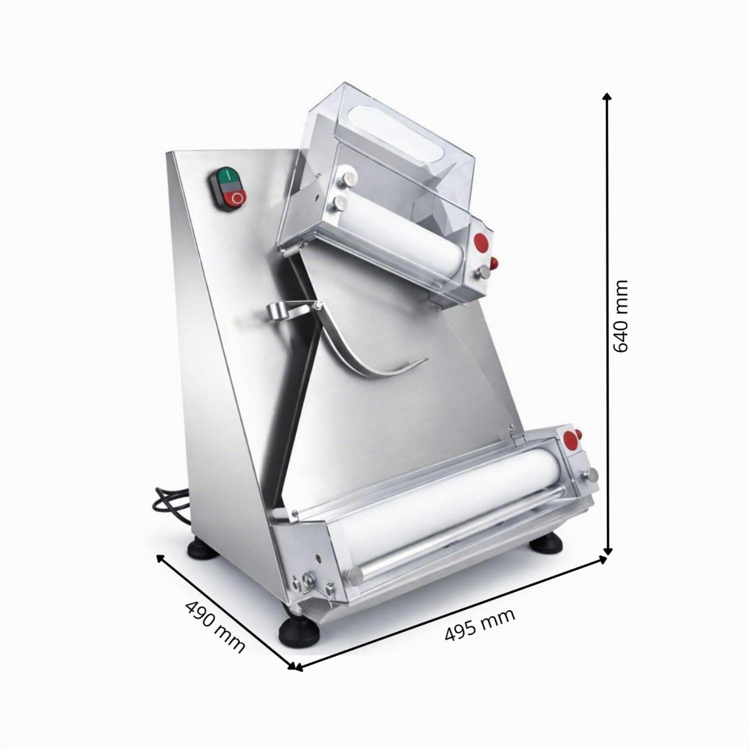 Façonneuse Laminoir à Pizza Professionnelle – 2 Rouleaux – Ø 10 à 30 cm – Épaisseur Réglable – 370 W
