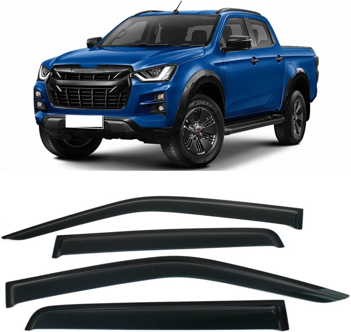 PANXUC Car Wind Deflectors for Isuzu D-max Dmax 2020 2021 2022, Side Window Wind Rain Deflector Window Visor Sun Rain Guard Smoke Guards