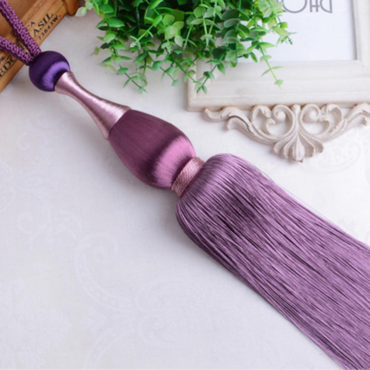 Pcs Rideau Gland Embrasses Suspendus Lier Cordes Ceinture Boule Boucle Crochet Titulaire Rideau Accessoire Embrasse-Violet
