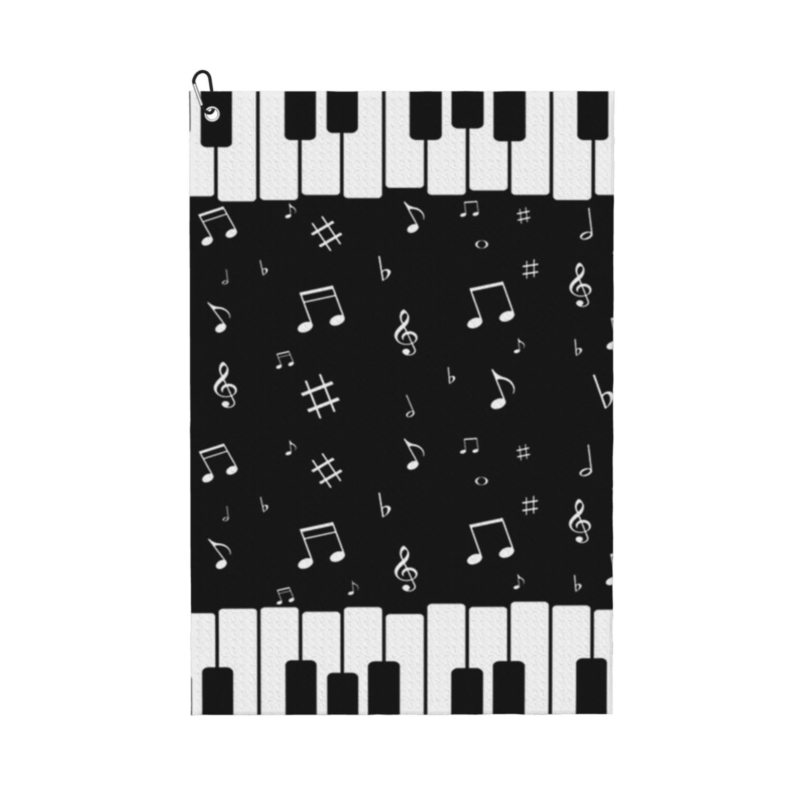 Hnnkloy Music Note Piano, 16x24 in Portable Waffle Golf Towels with Carabiner Clip for Golf Bag