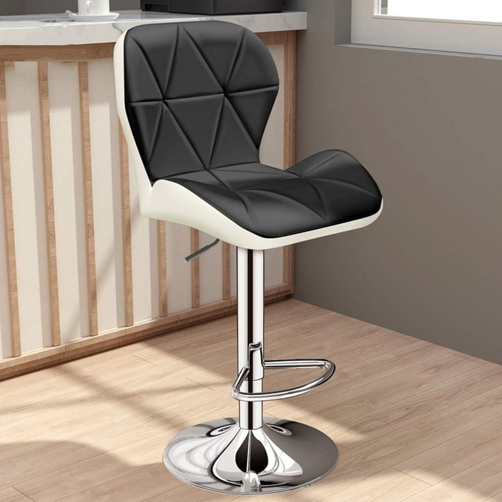 Genérico Taburetes de Bar giratorios Modernos con Respaldo y reposapiés - Sillas de Comedor de Cocina cómodas - Taburetes Altos en Blanco y Negro para Bar, Pub o Isla de Cocina.
