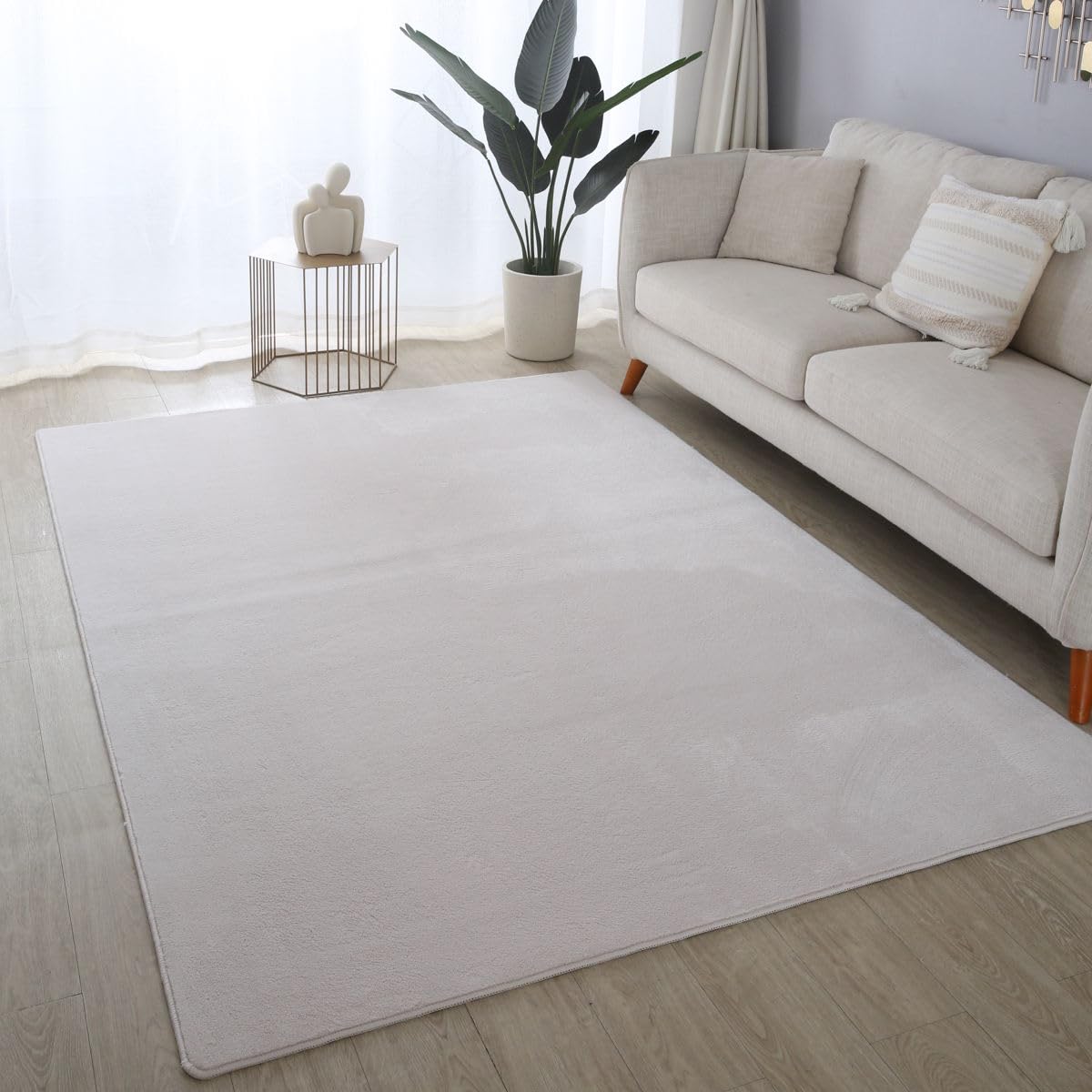 Ultra Soft Plush Anti-Slip Carpet Mat Living Room Large Area Rugs Modern Floor Bedroom Extra Large Size Non Shedding (Cream, 240 x 340 cm)
