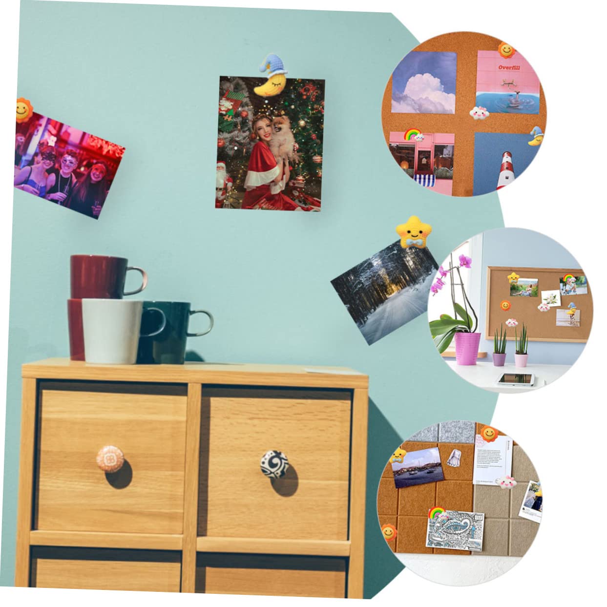 SHINEOFI 90stücke Wanddekorations-pinnnadeln Niedliche Resin-pushpins Mond Und Sternenform Dekorative Stecknadeln Für Pinnwände Korktafeln Und -projekte