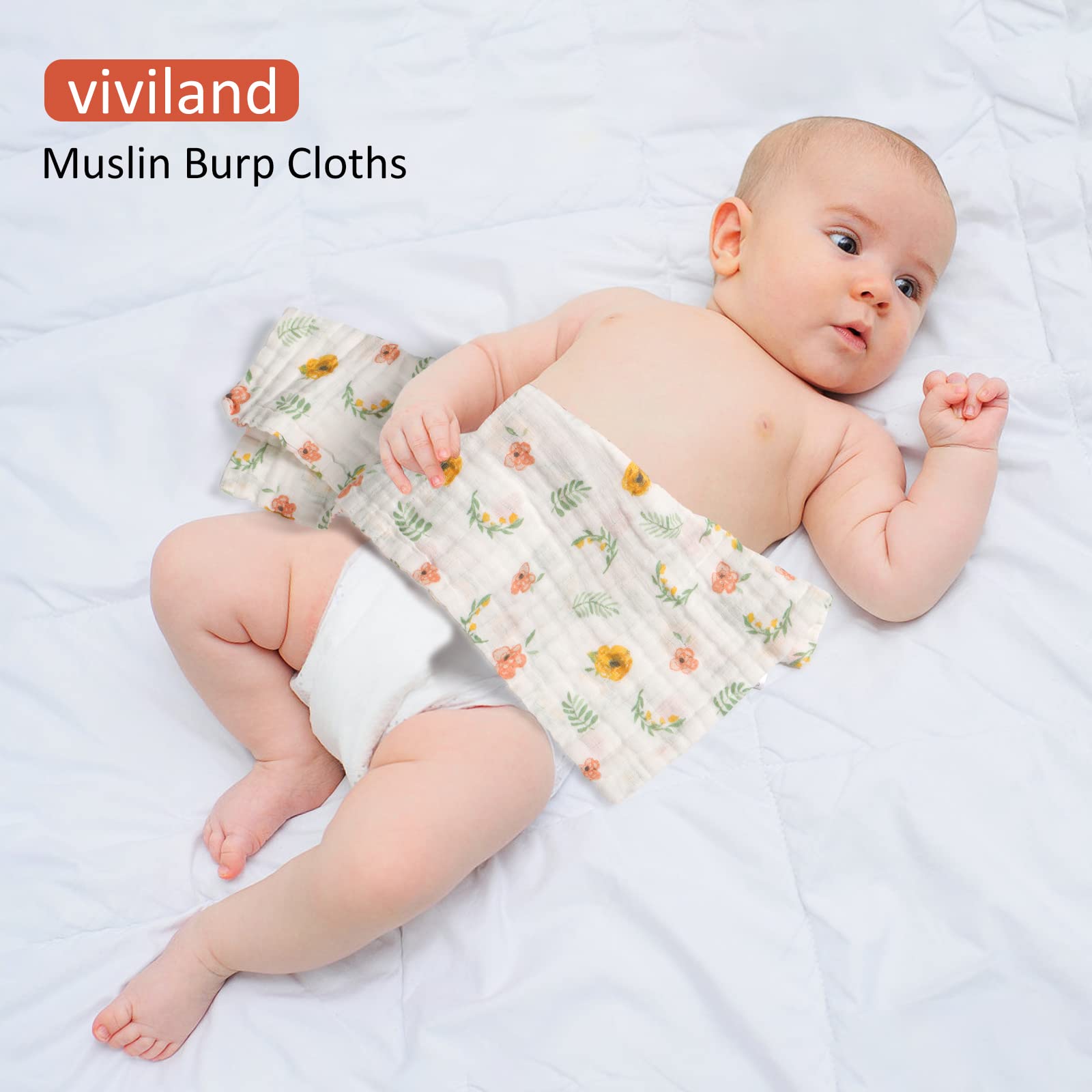 lasoftan - Paños de muselina para bebé, 100 % algodón, súper absorbentes, suaves, toallas de baño para bebés, niñas y niños, gran regalo para recién nacidos, 10 x 20 pulgadas, paquete de 4, hojas y