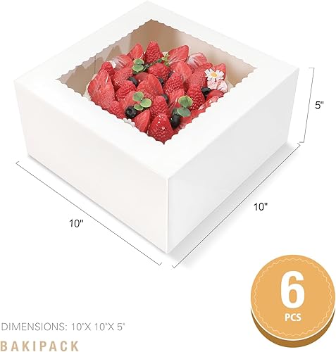 Miniatura 6 de 6 cajas para pasteles con ventana de 10 x 10 x 5 pulgadas, cajas blancas para panadería con ventana, cajas pasteles para pasteles, pasteles,