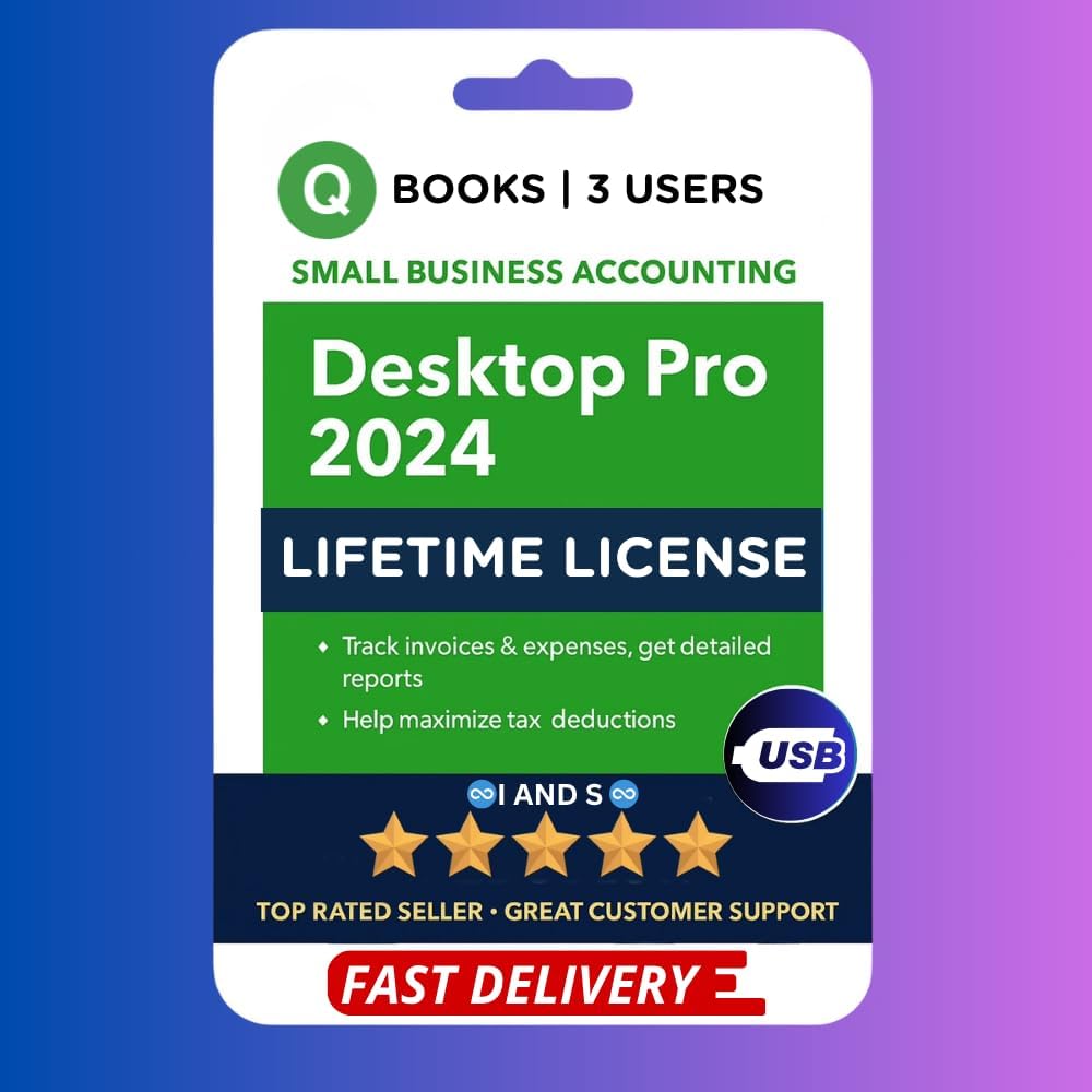 Quick-Books Desktop Pro 2024 | Lifetime No Subscription | 3 Users | USB | 100% Money Back Guarantee