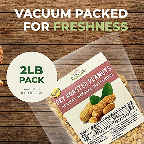 Image of Beyond Nature Dry Roasted Peanuts - Unsalted 2 Pound (32 oz) Vacuum Sealed Non GMO, No Oil & No Salt, Low Carb, Keto Friendly & Vegan Snack (Pack of 3)