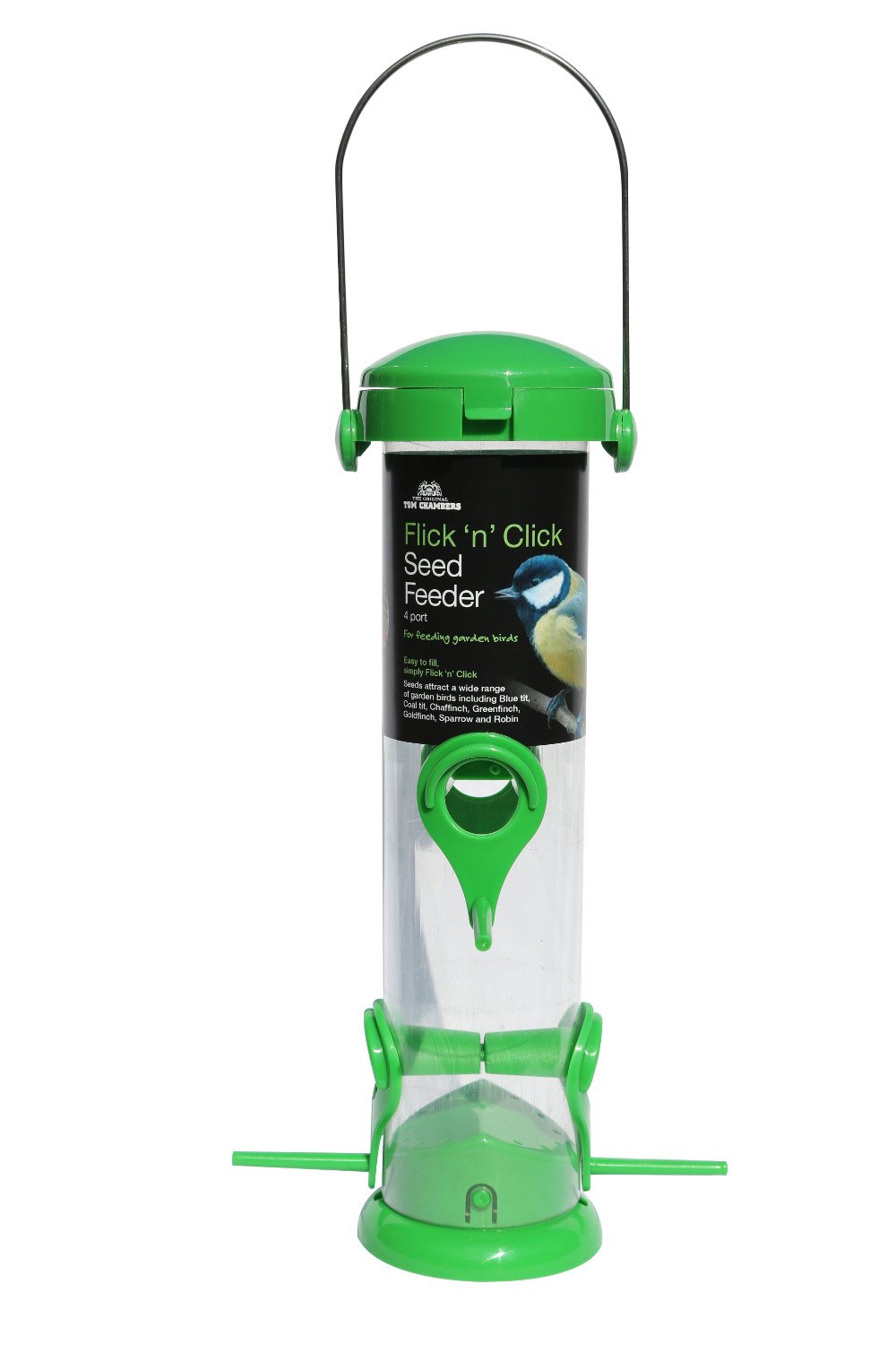 Tom Chambers Green Flick 'N' Click 4-Port Wild Bird Seed Feeder