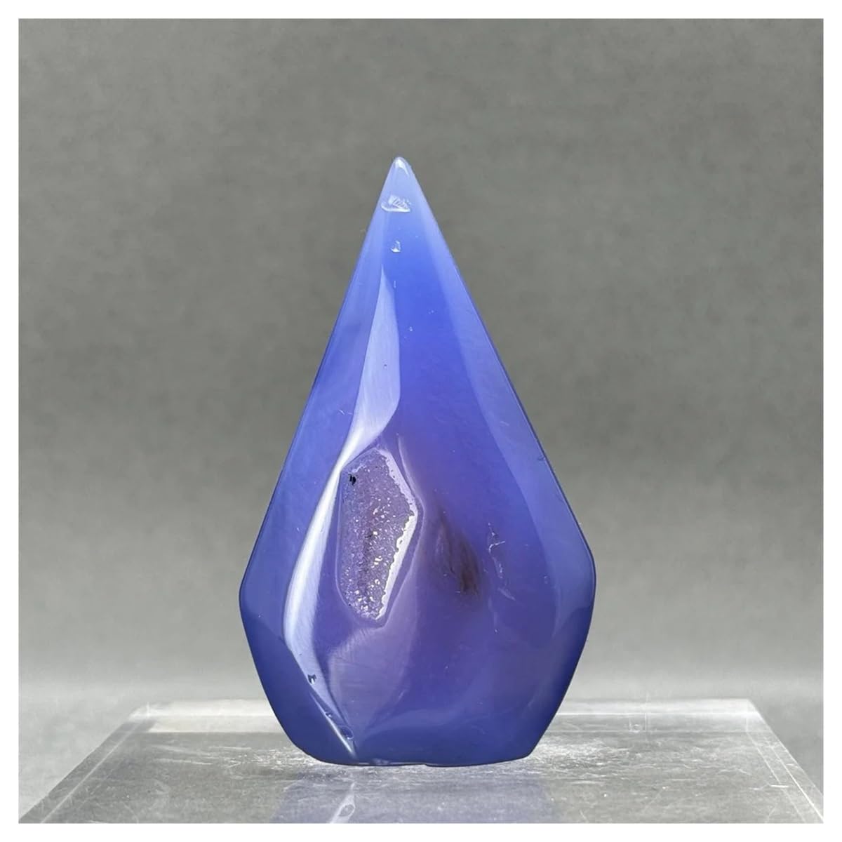 Géode d'agate bleue naturelle en pierre de cristal, idée cadeau originale ornement de maison