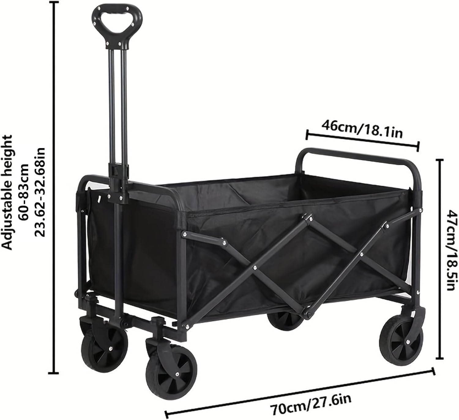 Carro plegable con ruedas, 100 L, soporta hasta 150 kg