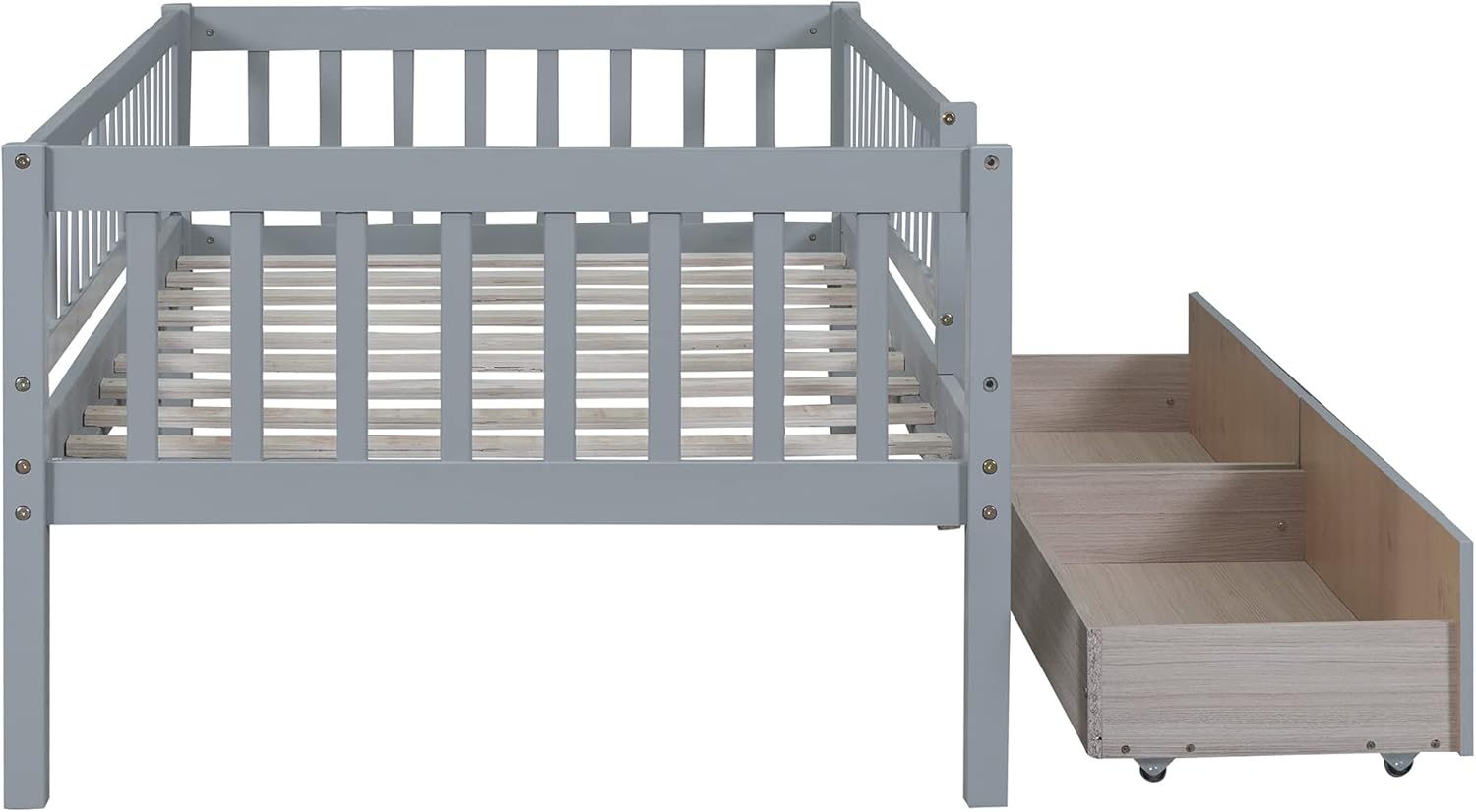 Harper & Bright Designs Twin Size Daybed with Two Drawers, Wood Kids Twin Platform Bed Frame with Storage and Rails, No Box Spring Needed, Easy Assembly (Twin Size, Gray)