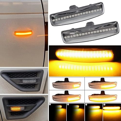 Vista 12 de Lámpara de señal de giro LED delantera Fender Side Marker Light para Land Rover Range Rover Sport Discovery 3 4 Freeland 2 (negro)