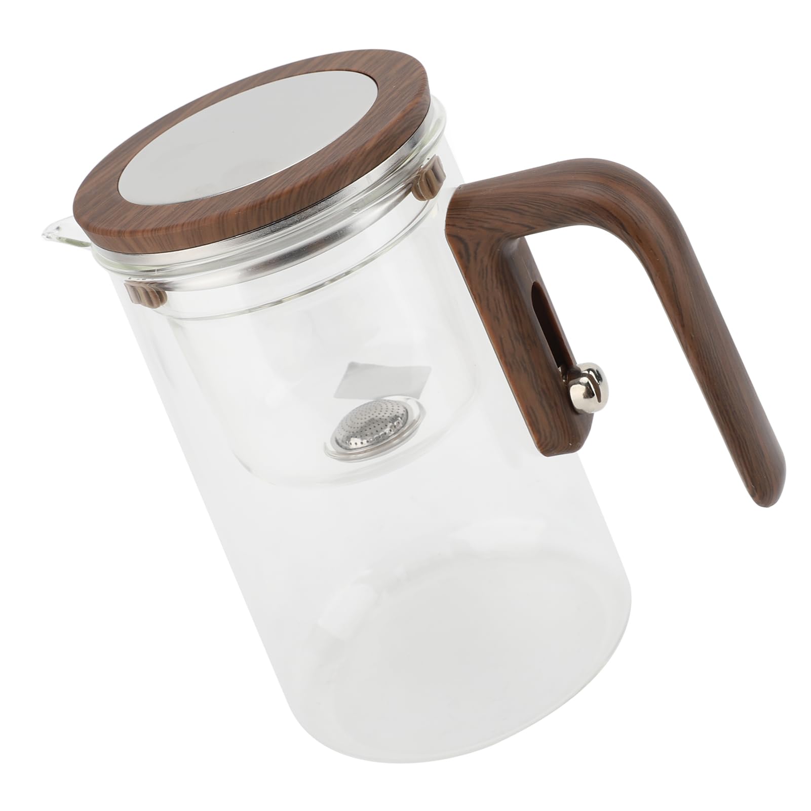 Cocoarm Szklany Czajniczek z Zaparzaczem Przezroczysty Dzbanek na herbatę 800 Ml Konstrukcja Separacji Wody z Przełącznikiem Magnetycznym Sitko ze Stali Nierdzewnej Drewniany Uchwyt do Herbaty Sypkiej