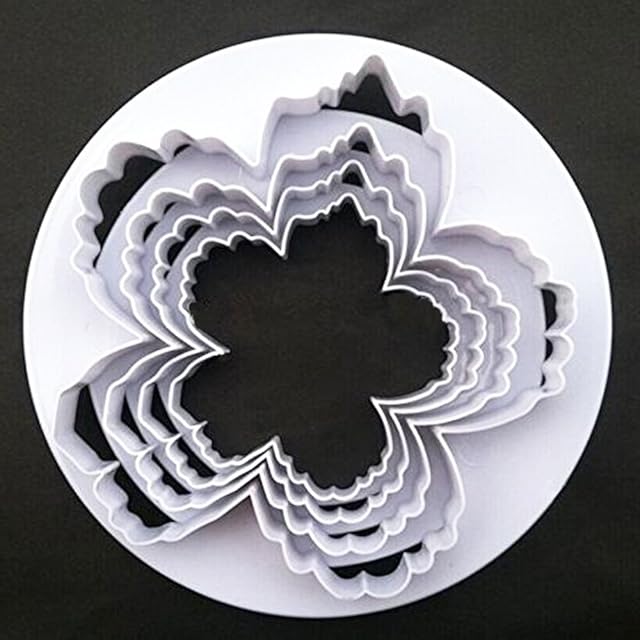 SPHTOEO Cake Decorating Peony Petals Flower Molds, 4Pcs Fondant Cutters Set Sugarcraft Modeling Tools Kit for Kitchen, Baking, Halloween & Christmas