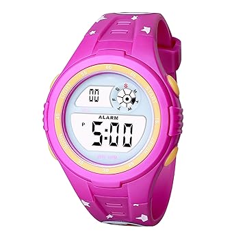 Time Up Digital Dial Cartoon Print Strap Sports Alarm Waterproof Children Watch for Boys & Girls (Age:4-12 Years)