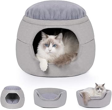 Amazon 猫ハウスドーム型 犬 ペット ベッド冬用 暖かい 防寒さ対策 ふわふわ 丸型 耐噛み 小型犬 猫 ベッド クッション 洗える 滑り止め ペットハウス Cjpet ベッド クッション 通販